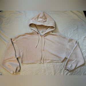 Fashion Nova Cream Cropped Hoodie and pants set
